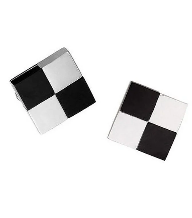 Black and White Checked Cufflink 30 Black and White Checked Cufflink 30
